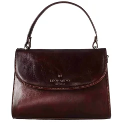 Borsa Lucrezia Bauletto Da Donna Classica In Pelle Liscia Colore Marrone Scuro