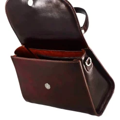 Borsa Lucrezia Bauletto Da Donna Classica In Pelle Liscia Colore Marrone Scuro