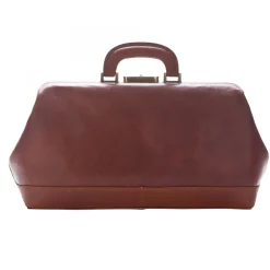 Borsa Medico In Pelle Pieno Fiore Con Cerniera In Metallo E Tasca Frontale