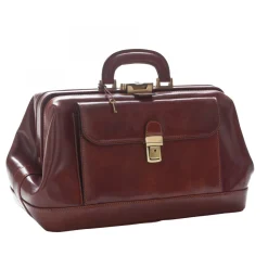 Borsa Medico In Pelle Pieno Fiore Con Cerniera In Metallo E Tasca Frontale