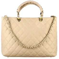 Borsa Shopper Vanity Con Tracolla In Pelle Trapuntata Colore Beige