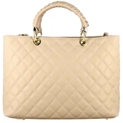 Borsa Shopper Vanity Con Tracolla In Pelle Trapuntata Colore Beige