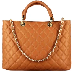 Borsa Shopper Vanity Con Tracolla In Pelle Trapuntata Colore Marrone