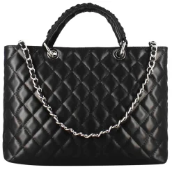 Borsa Shopper Vanity Con Tracolla In Pelle Trapuntata Colore Nero