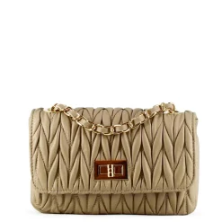 Borsetta Da Donna In Pelle Colore Beige Con Tracolla Gioiello