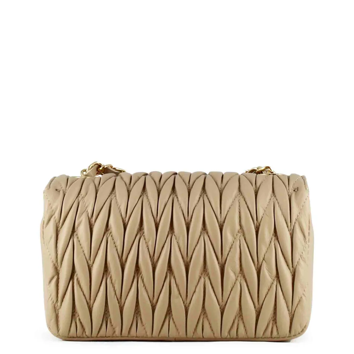 Borsetta Da Donna In Pelle Colore Beige Con Tracolla Gioiello