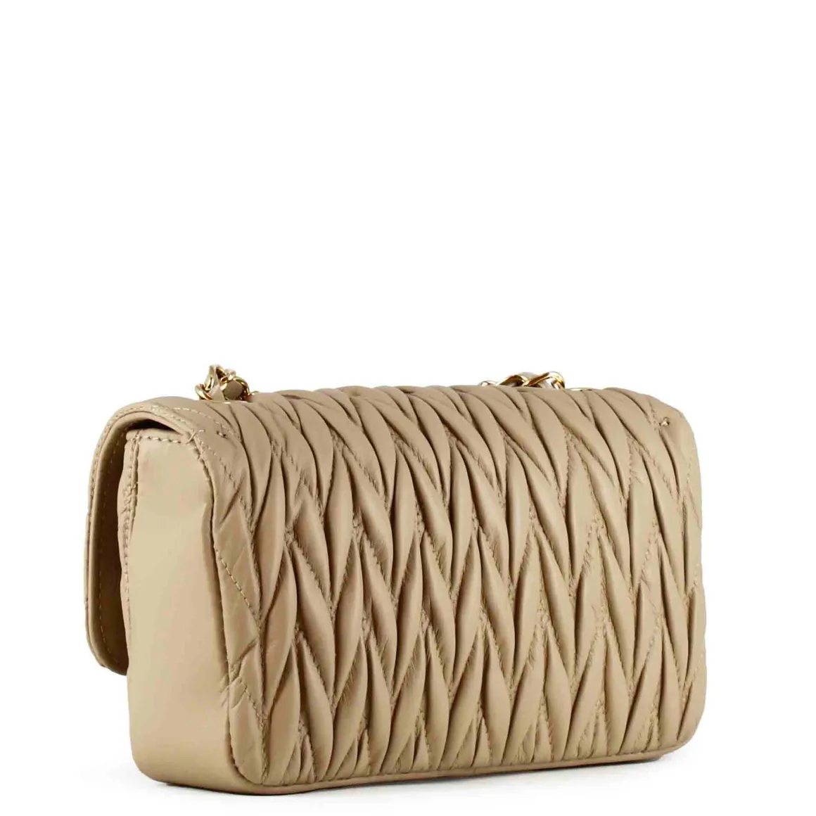 Borsetta Da Donna In Pelle Colore Beige Con Tracolla Gioiello