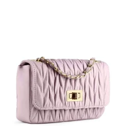 Borsetta Da Donna In Pelle Colore Viola Con Tracolla Gioiello