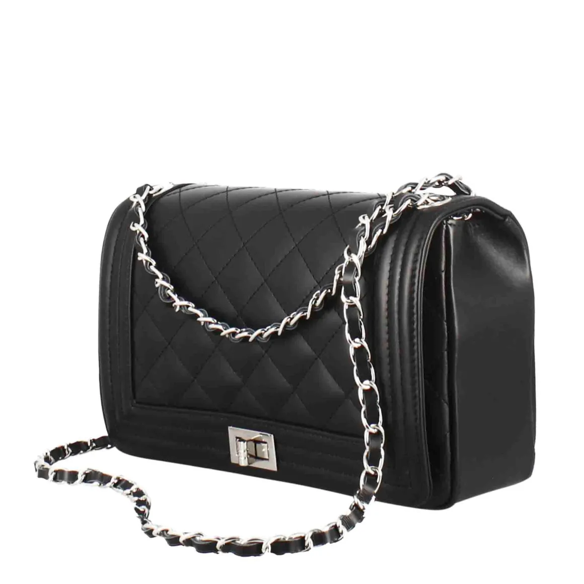Borsetta Timeless Media A Tracolla In Pelle Trapuntata Colore Nero