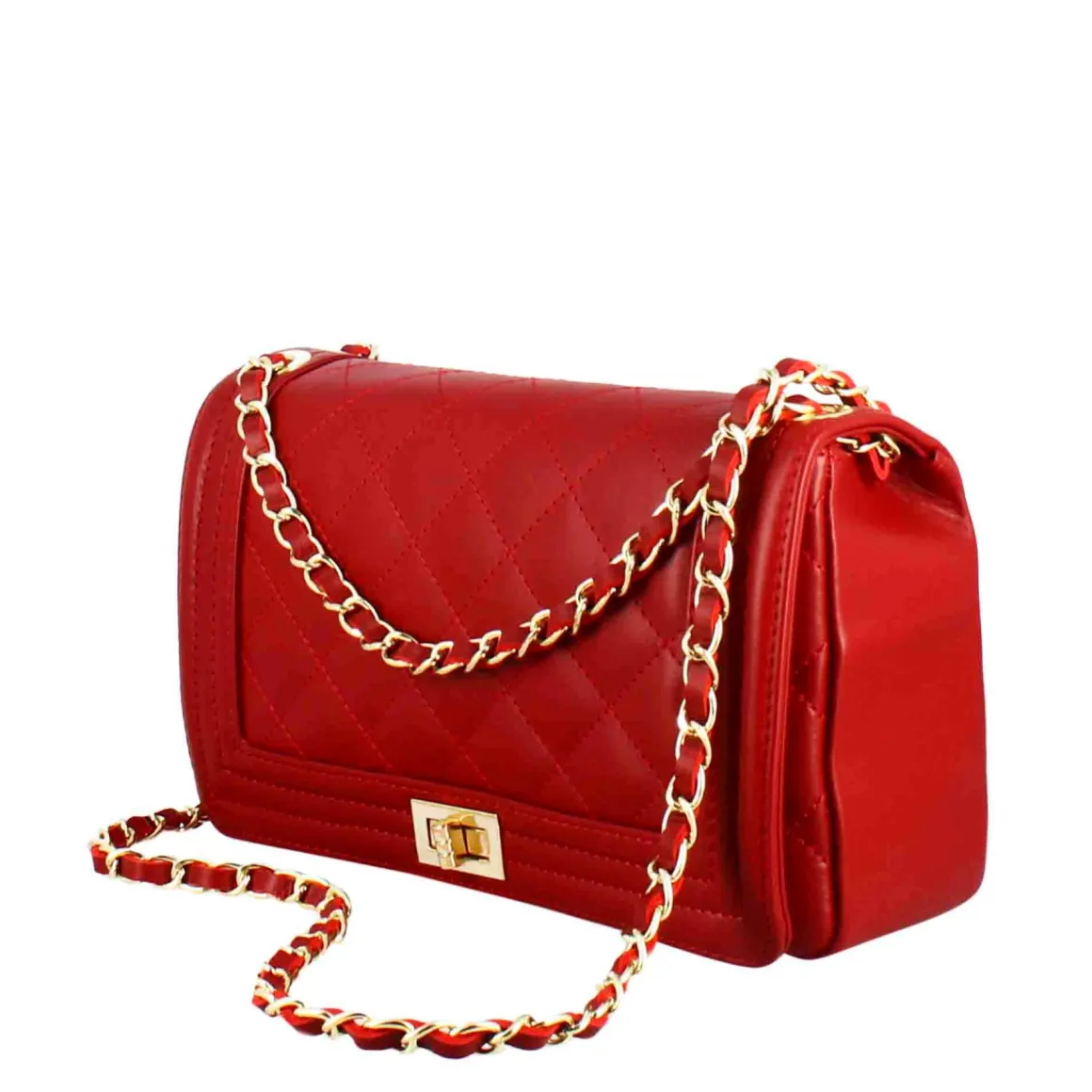 Borsetta Timeless Media A Tracolla In Pelle Trapuntata Colore Rosso