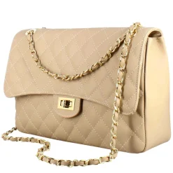 Borsetta Vanity Grande A Tracolla In Pelle Trapuntata Colore Beige
