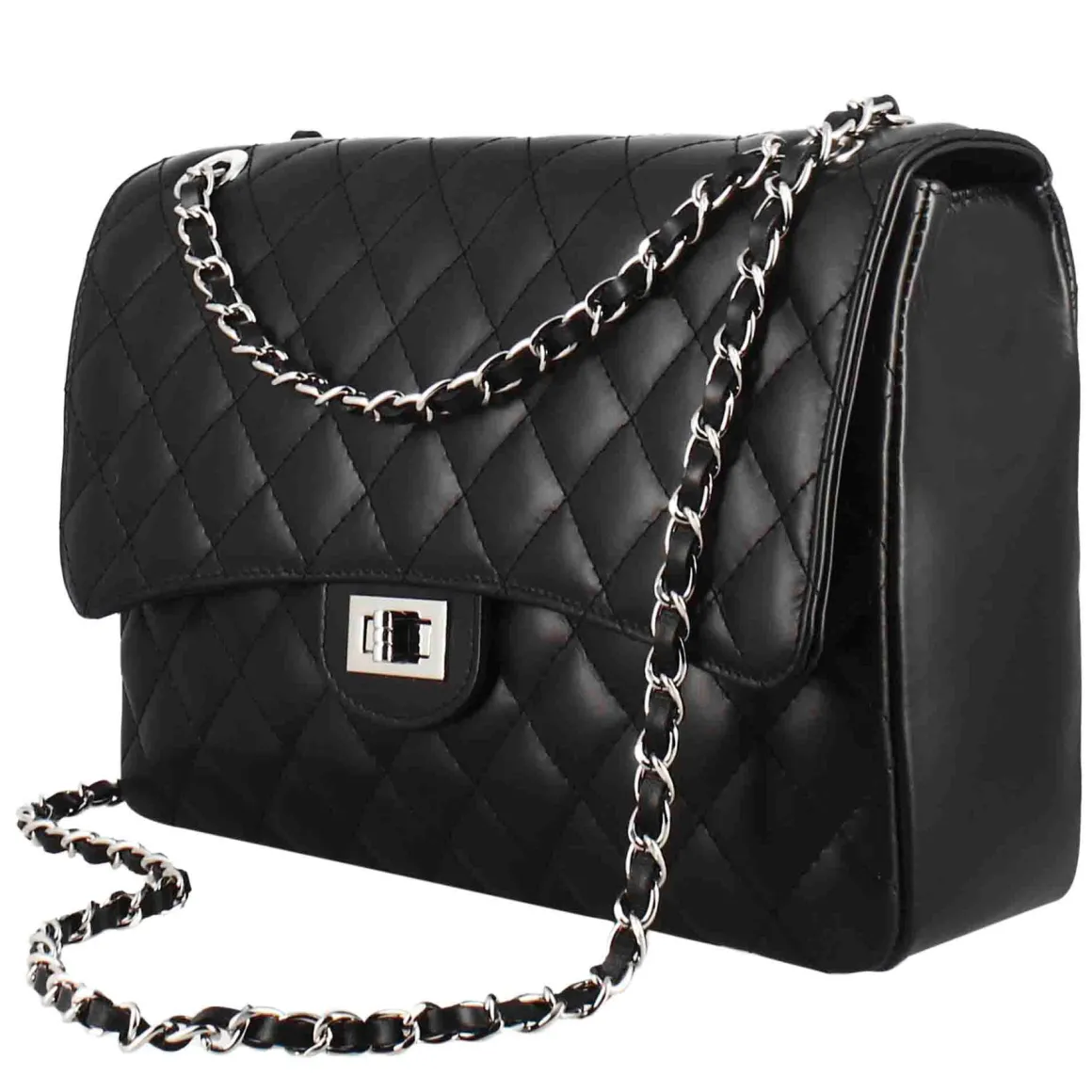 Borsetta Vanity Grande A Tracolla In Pelle Trapuntata Colore Nero