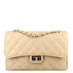 Borsetta Vanity Media A Tracolla In Pelle Trapuntata Colore Beige