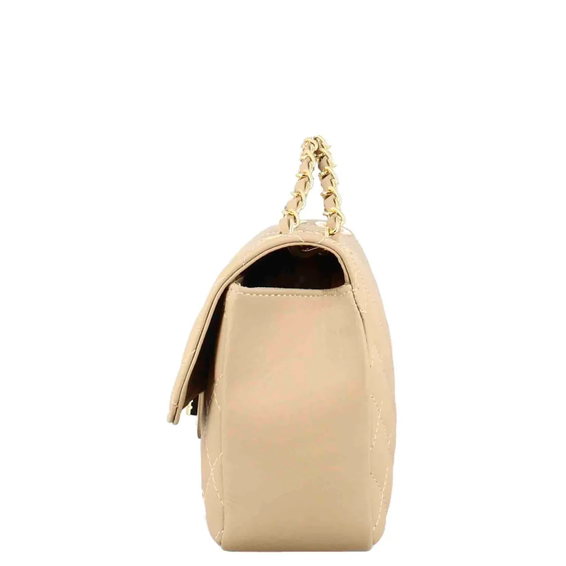 Borsetta Vanity Media A Tracolla In Pelle Trapuntata Colore Beige