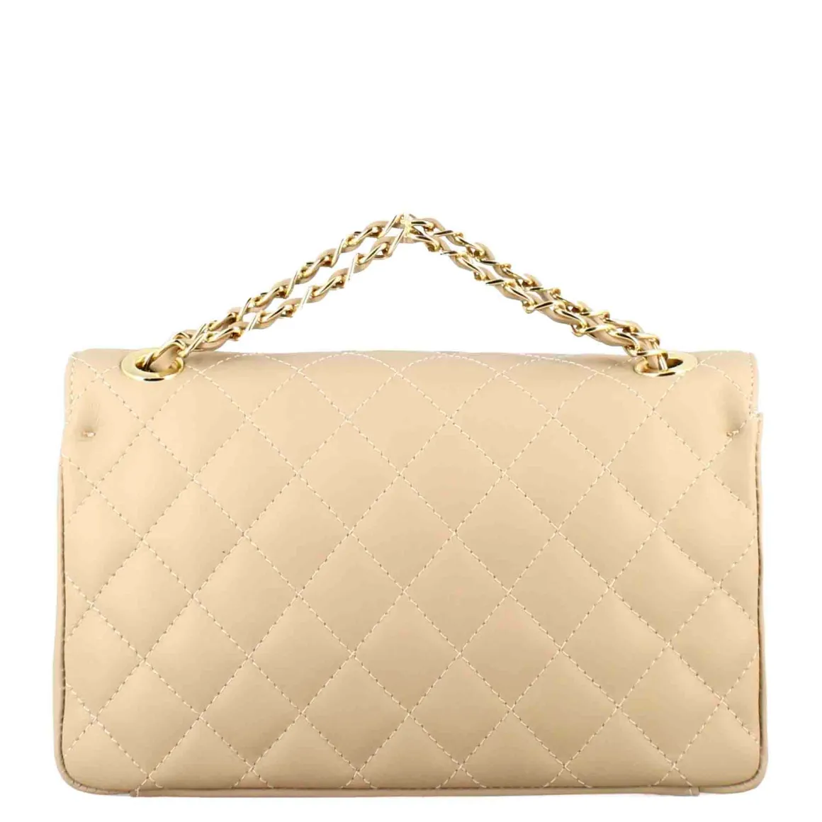 Borsetta Vanity Media A Tracolla In Pelle Trapuntata Colore Beige