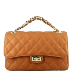 Borsetta Vanity Media A Tracolla In Pelle Trapuntata Colore Marrone