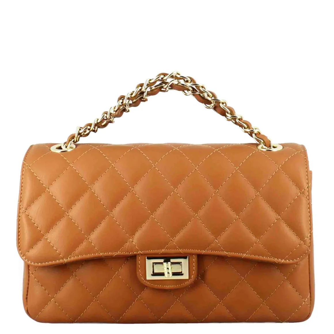 Borsetta Vanity Media A Tracolla In Pelle Trapuntata Colore Marrone