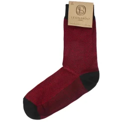 Calzini Da Uomo In Cotone Colore Rosso Con Fantasia Colore Nero