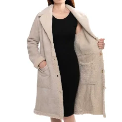 Cappotto Reversibile Doppio Petto Lungo Da Donna Beige