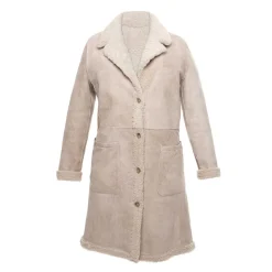 Cappotto Reversibile Doppio Petto Lungo Da Donna Beige