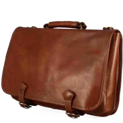 Cartella Professionale Da Uomo In Pelle Pieno Fiore Chiusura Pattina Con Doppia Fibbia Colore Marrone Scuro