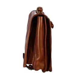 Cartella Professionale Da Uomo In Pelle Pieno Fiore Chiusura Pattina Con Doppia Fibbia Colore Marrone Scuro