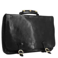 Cartella Professionale Da Uomo In Pelle Pieno Fiore Chiusura Pattina Con Doppia Fibbia Colore Nero