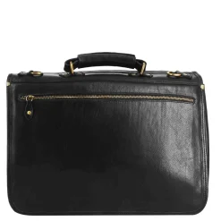 Cartella Professionale Da Uomo In Pelle Pieno Fiore Chiusura Pattina Con Doppia Fibbia Colore Nero