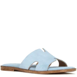 Ciabattine Da Donna In Pelle Scamosciata Colore Turchese