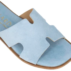 Ciabattine Da Donna In Pelle Scamosciata Colore Turchese