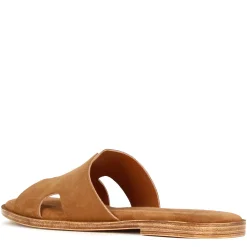 Ciabattine Da Donna In Pelle Scamosciata Colore Marrone Chiaro