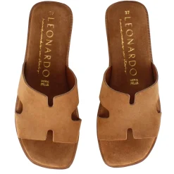 Ciabattine Da Donna In Pelle Scamosciata Colore Marrone Chiaro