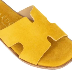 Ciabattine Da Donna In Pelle Scamosciata Colore Giallo