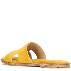 Ciabattine Da Donna In Pelle Scamosciata Colore Giallo