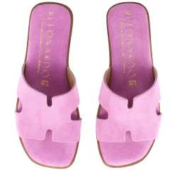 Ciabattine Da Donna In Pelle Scamosciata Colore Viola
