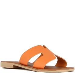 Ciabattine Da Donna In Pelle Colore Arancio