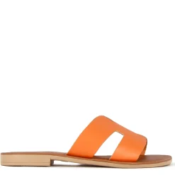 Ciabattine Da Donna In Pelle Colore Arancio
