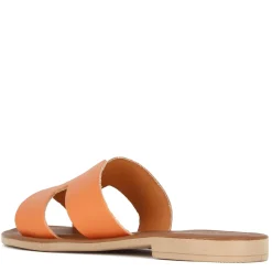 Ciabattine Da Donna In Pelle Colore Arancio