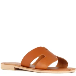 Ciabattine Da Donna In Pelle Colore Marrone Chiaro