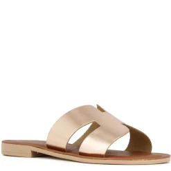 Ciabattine Da Donna In Pelle Metallizzata Colore Rosa