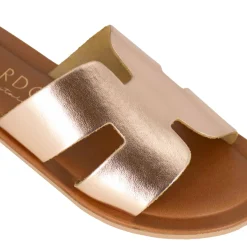Ciabattine Da Donna In Pelle Metallizzata Colore Rosa
