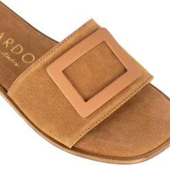 Ciabattine Da Donna Scamosciate Con Fascia Colore Marrone Chiaro