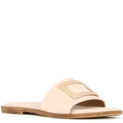Ciabattine Da Donna Scamosciate Con Fascia Colore Beige