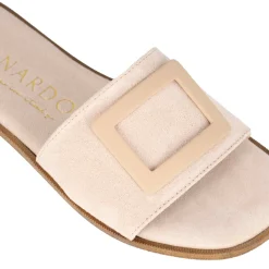 Ciabattine Da Donna Scamosciate Con Fascia Colore Beige