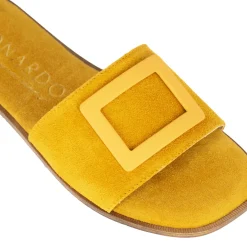 Ciabattine Da Donna Scamosciate Con Fascia Colore Giallo