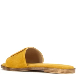 Ciabattine Da Donna Scamosciate Con Fascia Colore Giallo