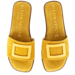 Ciabattine Da Donna Scamosciate Con Fascia Colore Giallo