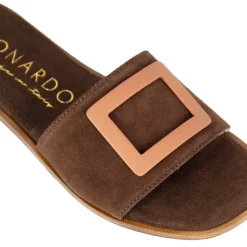 Ciabattine Da Donna Scamosciate Con Fascia Colore Marrone Scuro