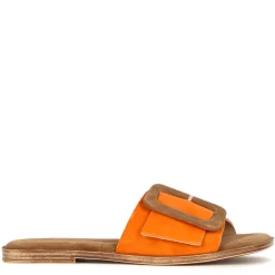 Ciabattine Da Donna Scamosciate Colore Arancio E Marrone