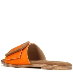 Ciabattine Da Donna Scamosciate Colore Arancio E Marrone